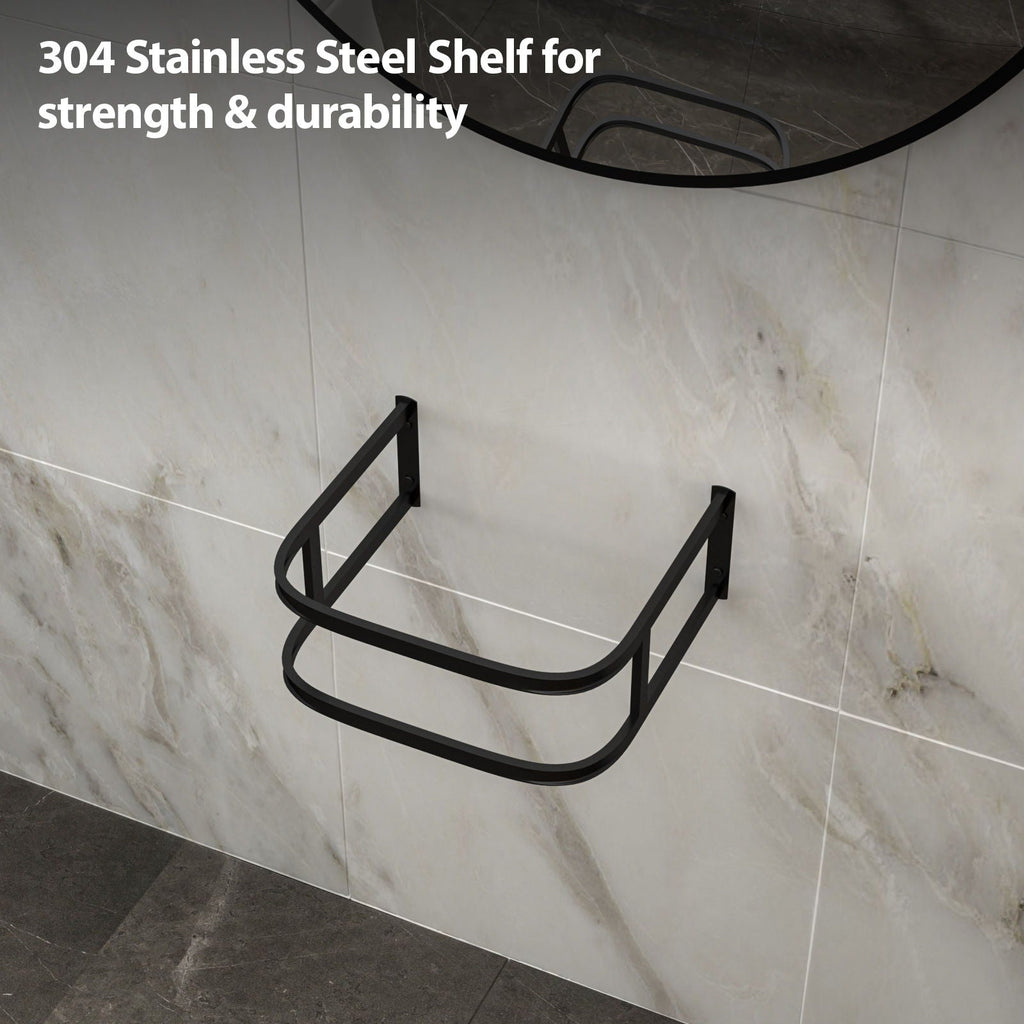 Wall Mounted Bathroom Sink with Towel Bar & Overflow - White / Black