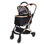 2-in-1 Foldable Pet Stroller with Detachable Carrier and Sun Canopy - Gray