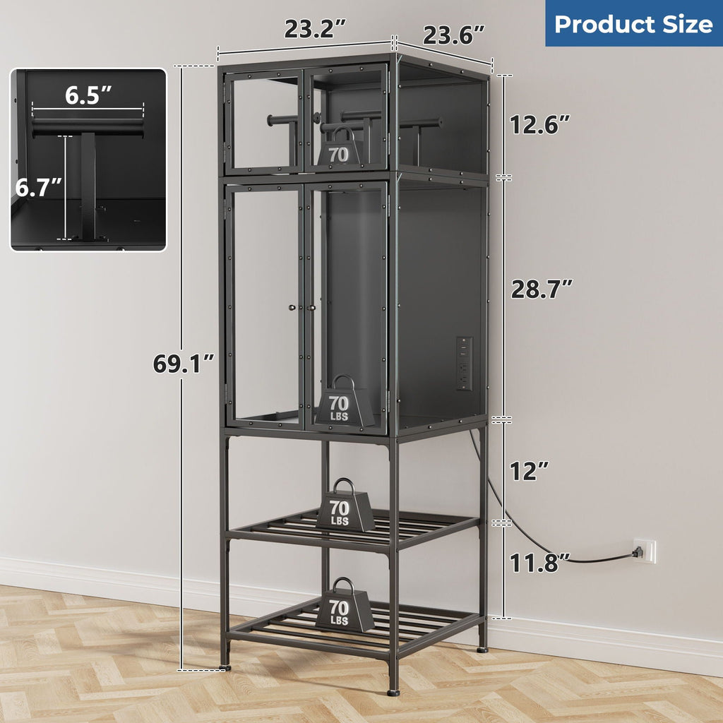 3D Printer Cabinet with Double Layer Filament Storage and Noise Reduction - Black