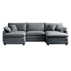 Oversized Modular Cushioned Sofa with Conversible Ottoman - Corduroy
