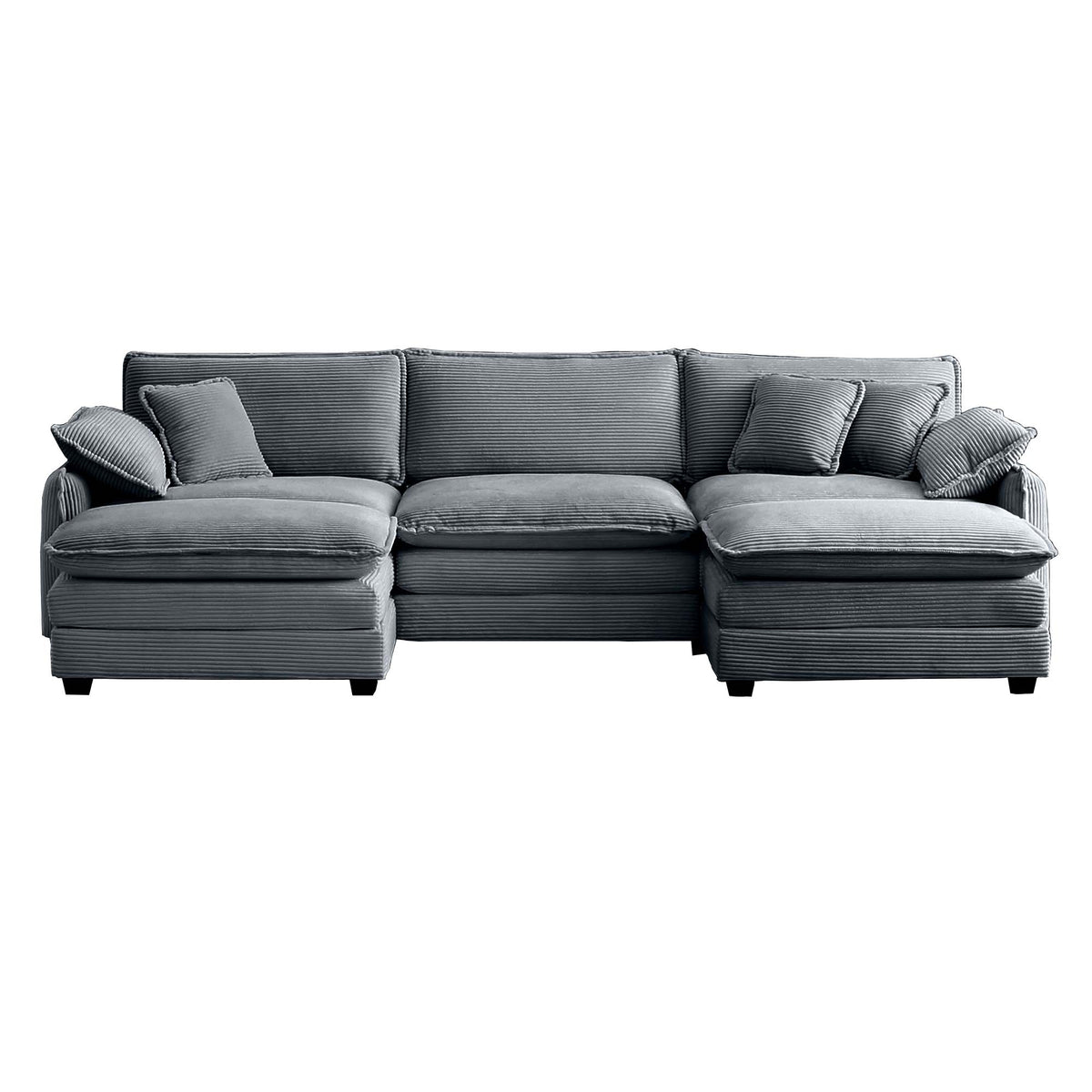Oversized Modular Cushioned Sofa with Conversible Ottoman - Corduroy