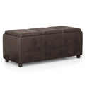 Distressed Brown Storage Ottoman with Interior Storage - Dark Brown