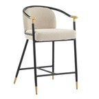Upholstered Counter Stool with Metal Frame - 26" Seat Height, Set of 2 - Almond
