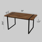Rectangular Wood Dining Table with Metal Legs - 4 to 6 Person Capacity