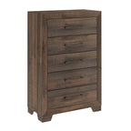 5 Drawer Chest With Casual Style - Wood Accent Chest - Brown