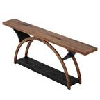 Console Table with 2-Tier Storage and Half Moon Frame - Brown / Black