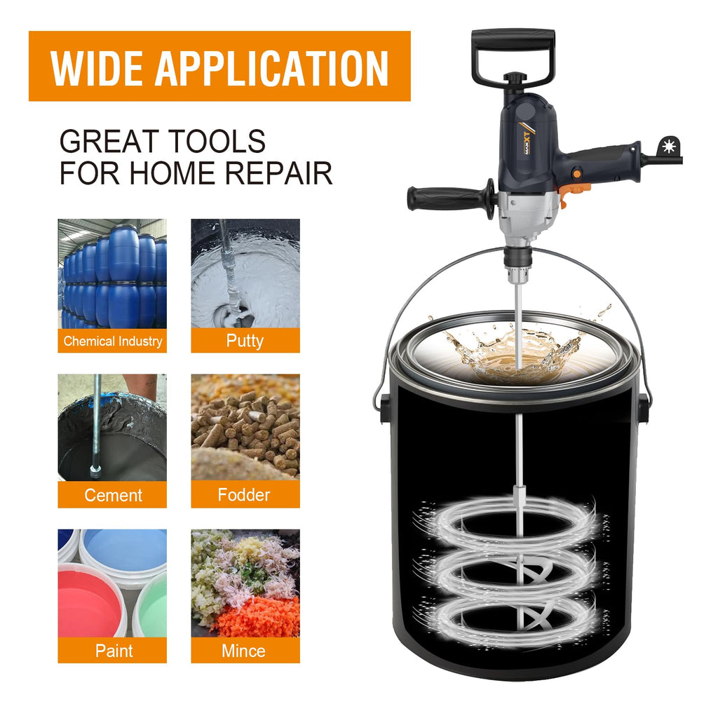 Drill Mixer Set with Spade Handle – 1/2 Inch Electric - Metal