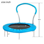 Compact Kids Trampoline With Handle – Adjustable Metal Frame - Light Blue or Pink