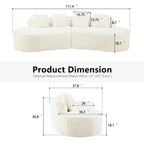 Modern Curved Sofa With Pillows - Fabric Stationary Sofa