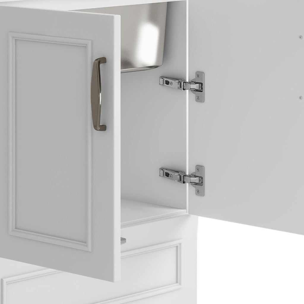 Laundry Cabinet with Faucet and Stainless Steel Sink - White