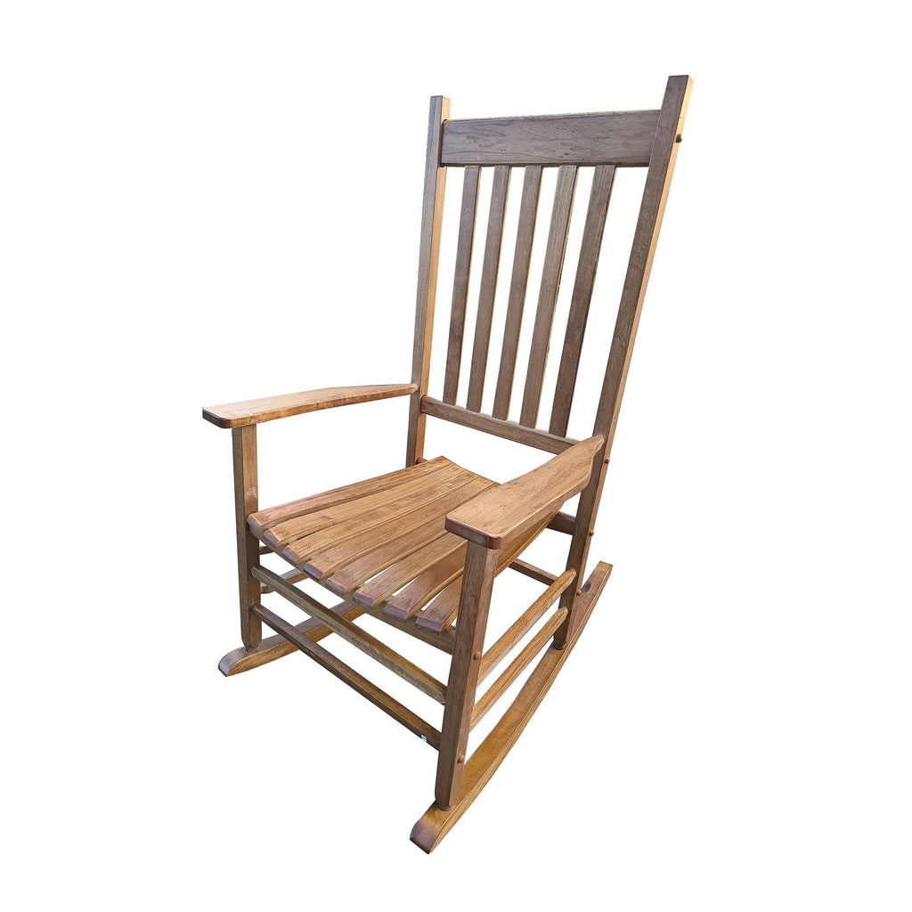 Balcony Porch Adult Rocking Chair with Solid Hardwood Frame - Available in Brown, Oak, or White