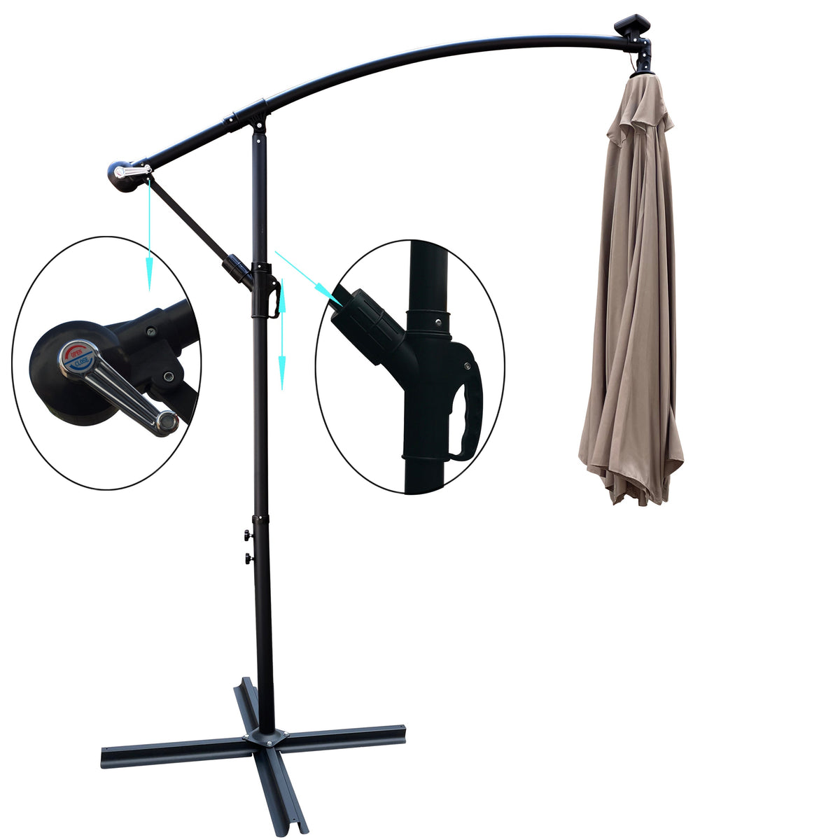 10 ft Outdoor Solar Powered LED Patio Umbrella with LED Lights - Mushroom