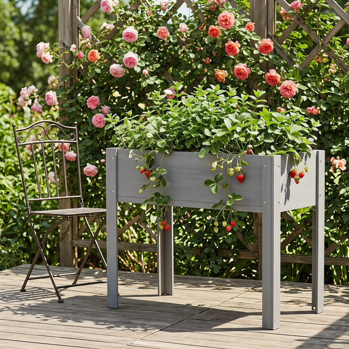 Solid Wood Raised Garden Bed with Legs - Available in Gray, Dark Gray, Dark Brown