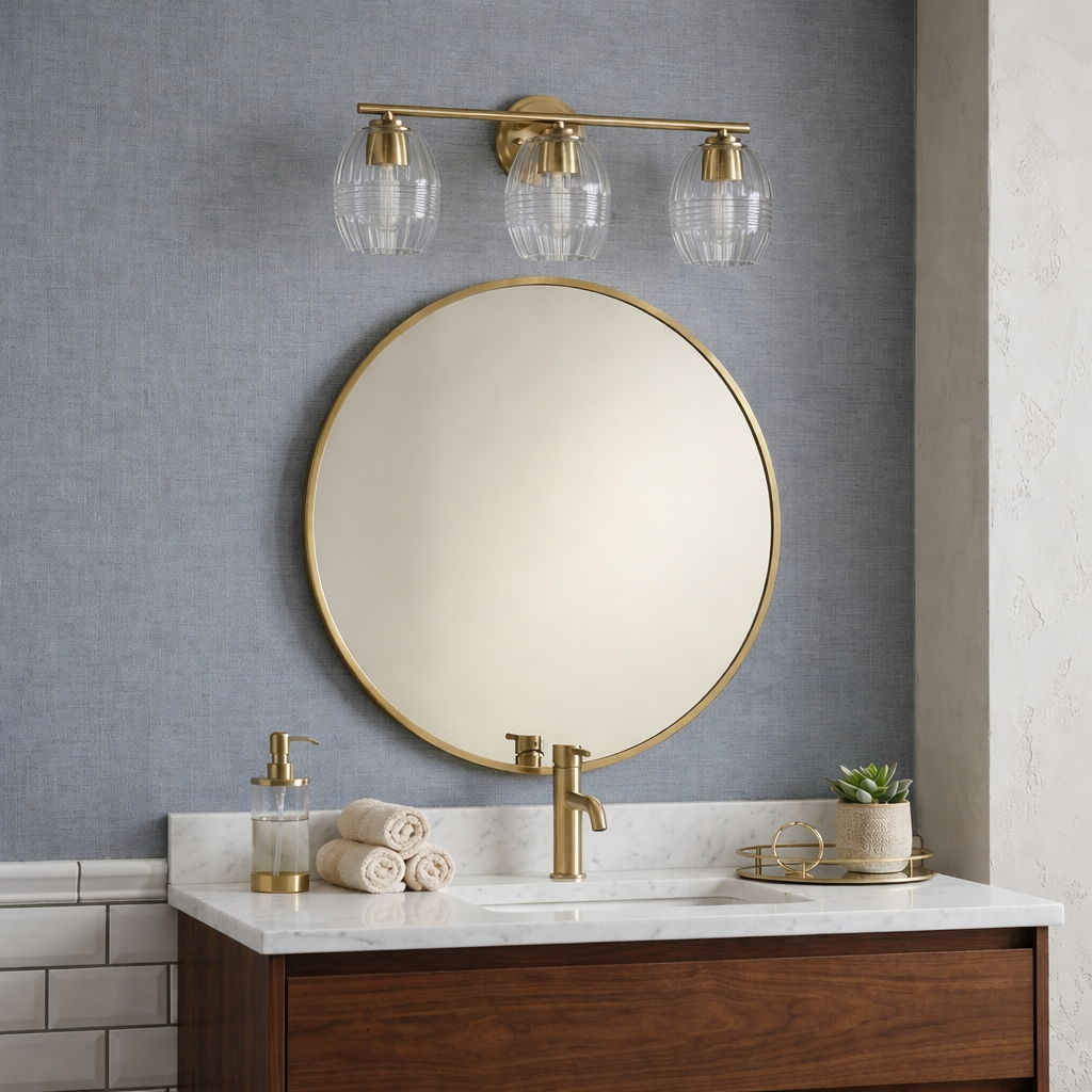 Luster 3 Lights Vanity With Clear Glass