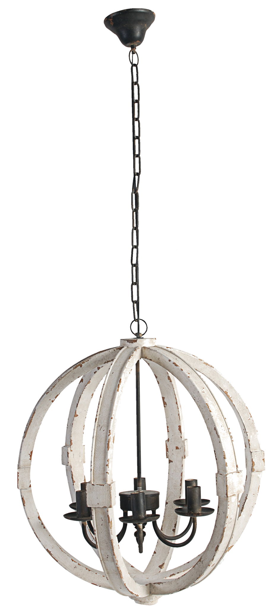 Hanging Light Fixture Chandelier with Adjustable Chain - Light Brown or White