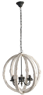Hanging Light Fixture Chandelier with Adjustable Chain - Light Brown or White