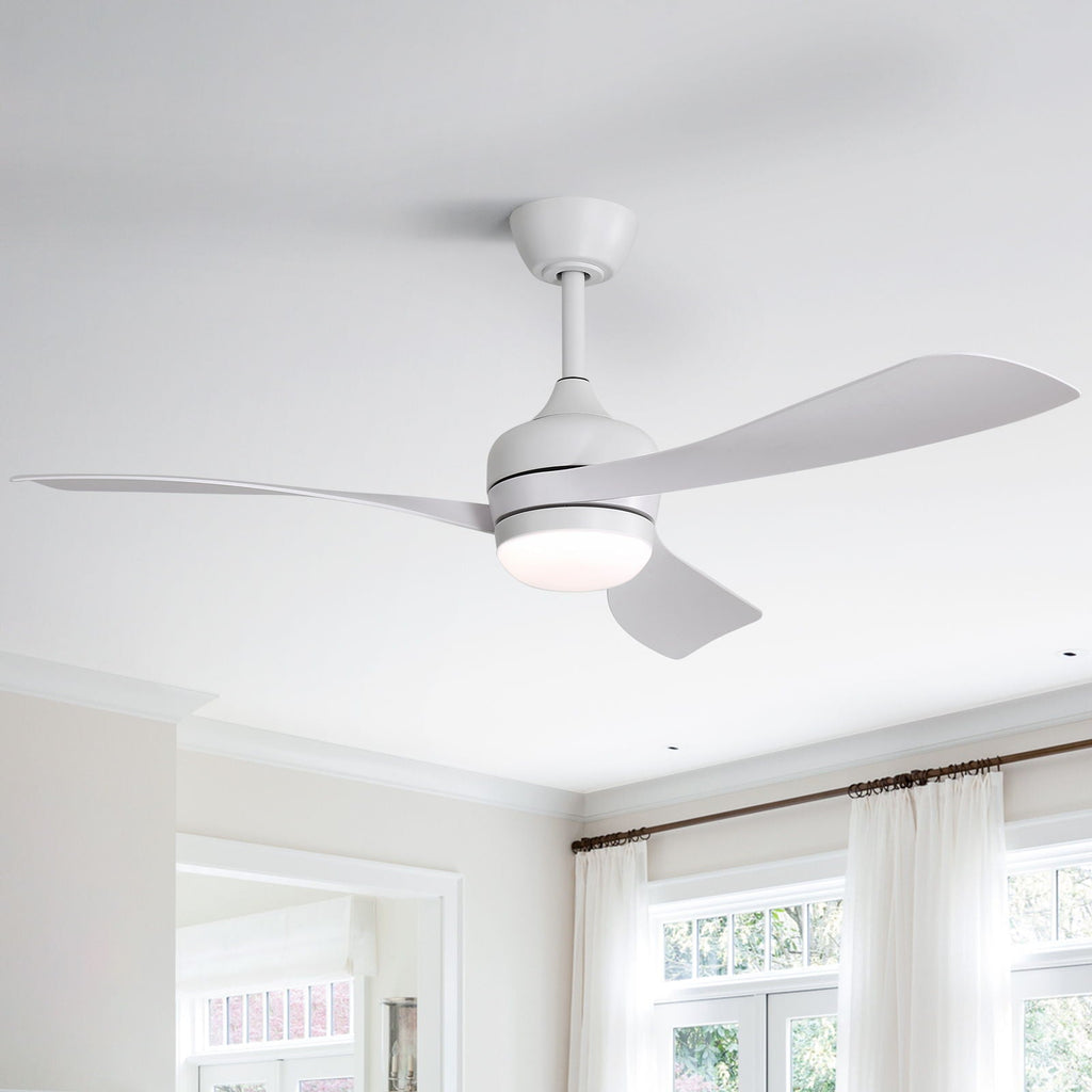 Ceiling Fan with Reversible DC Motor and Remote Control - White or Dark Brown