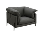 Top Grain Leather Chair with Memory Foam Cushions – Black