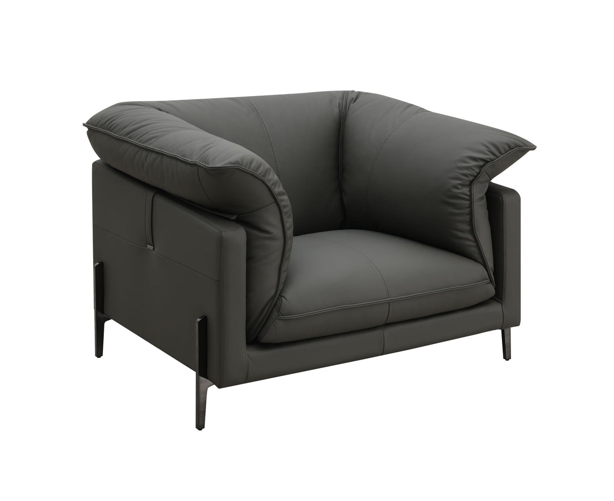 Top Grain Leather Chair with Memory Foam Cushions – Black