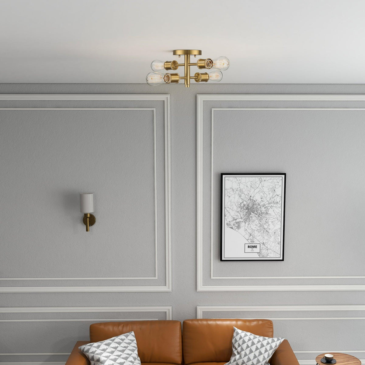 Ephemeral - 4 Lights Semi Flush Mount Ceiling Pendant