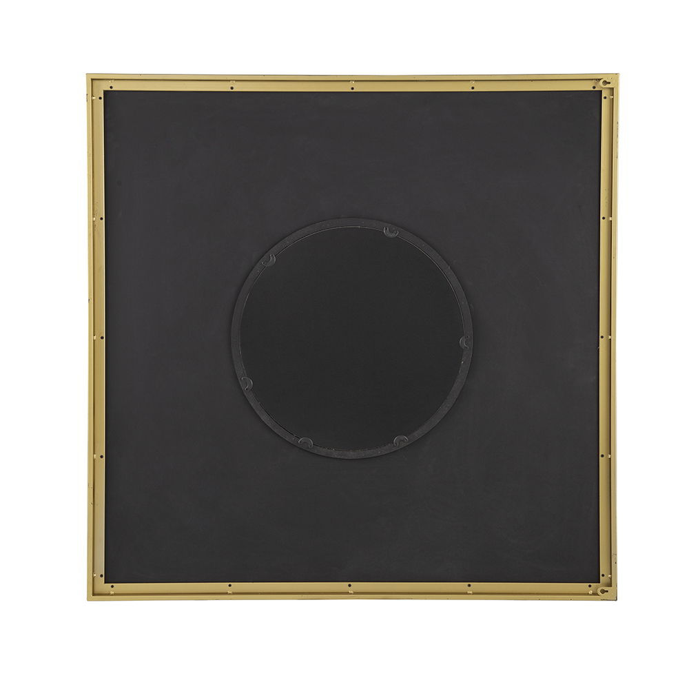 Square Carved Mirror with Pleated Design and Iron Frame - Black or Dark Brown