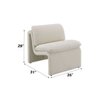 Curved Shape Accent Chair with Premium Fabric Upholstery - Beige or Green