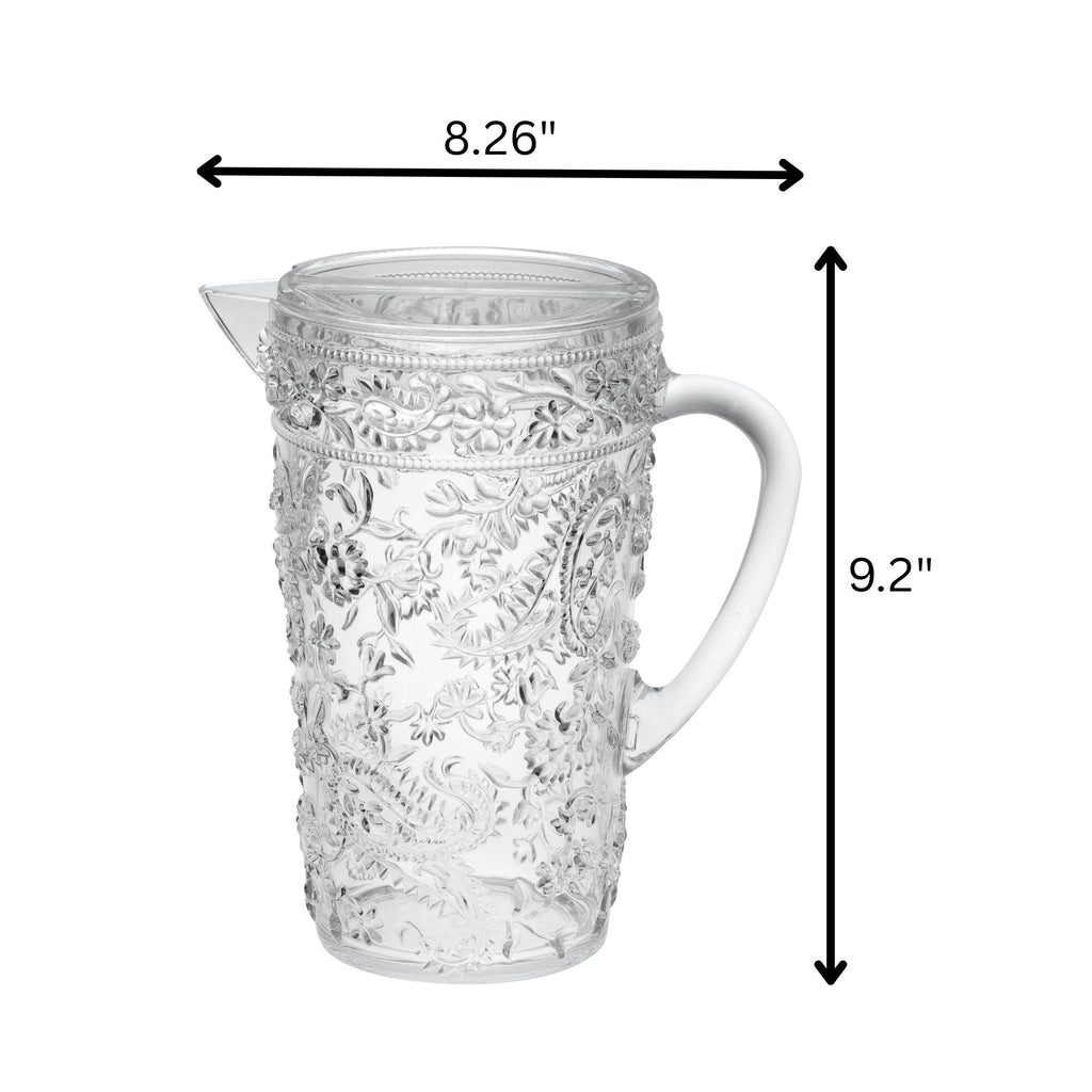 Unbreakable Plastic Water Pitcher with Lid and Spout - White