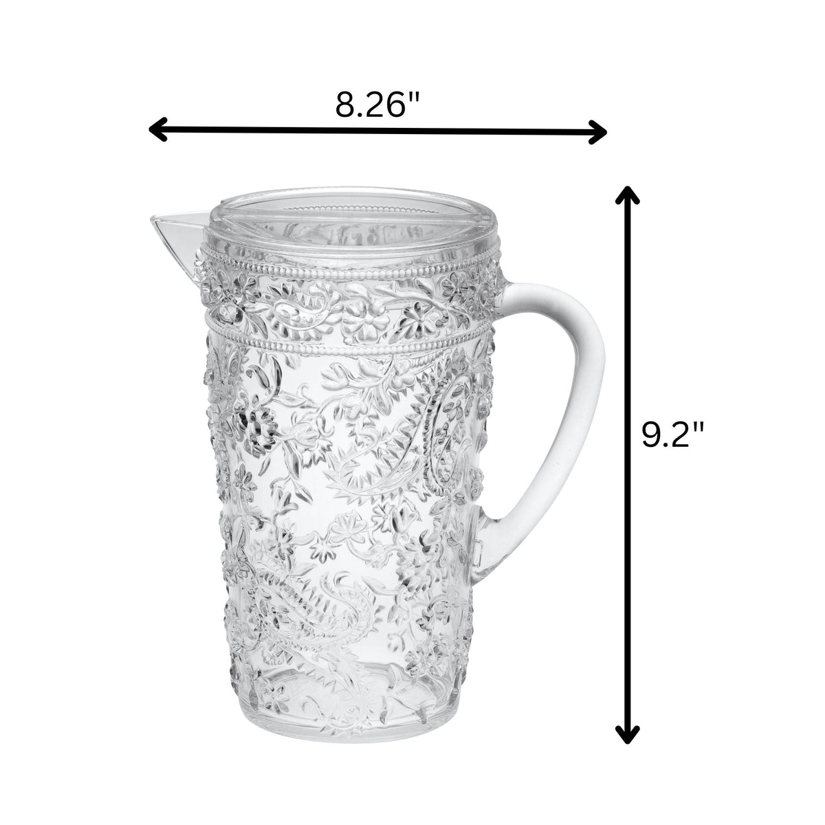 Unbreakable Plastic Water Pitcher with Lid and Spout - White
