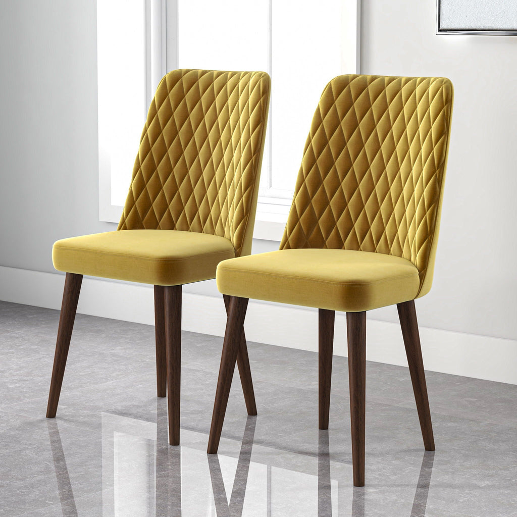Mid-Century Modern Dining Chair Set of 2 with Upholstered Seat - Multiple Colors