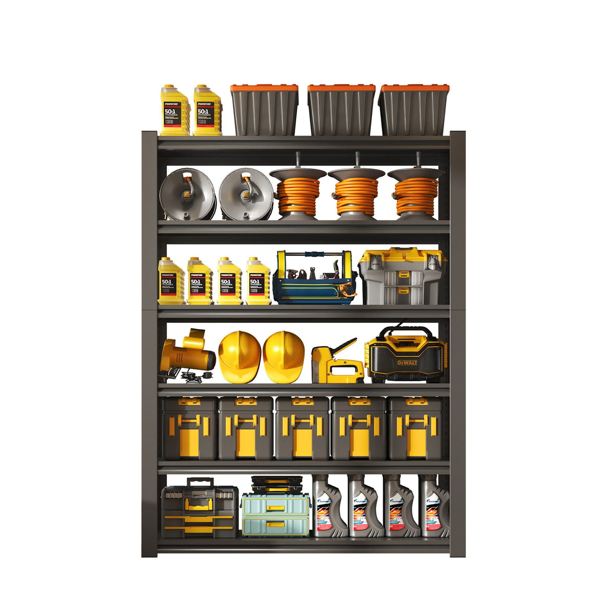 Heavy Duty Metal Garage Shelving Unit with Adjustable Shelves - Black