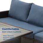 7 Piece Patio Dining Set with Cushions, Modular Sectional Sofa & Storage Table - Blue or Beige