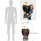 Large Standing Bald Eagle Garden Statue with Hand-Painted Detail - Brown