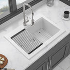 Quartz Kitchen Sink 30" x 22" Granite Composite Workstation Drop In - White