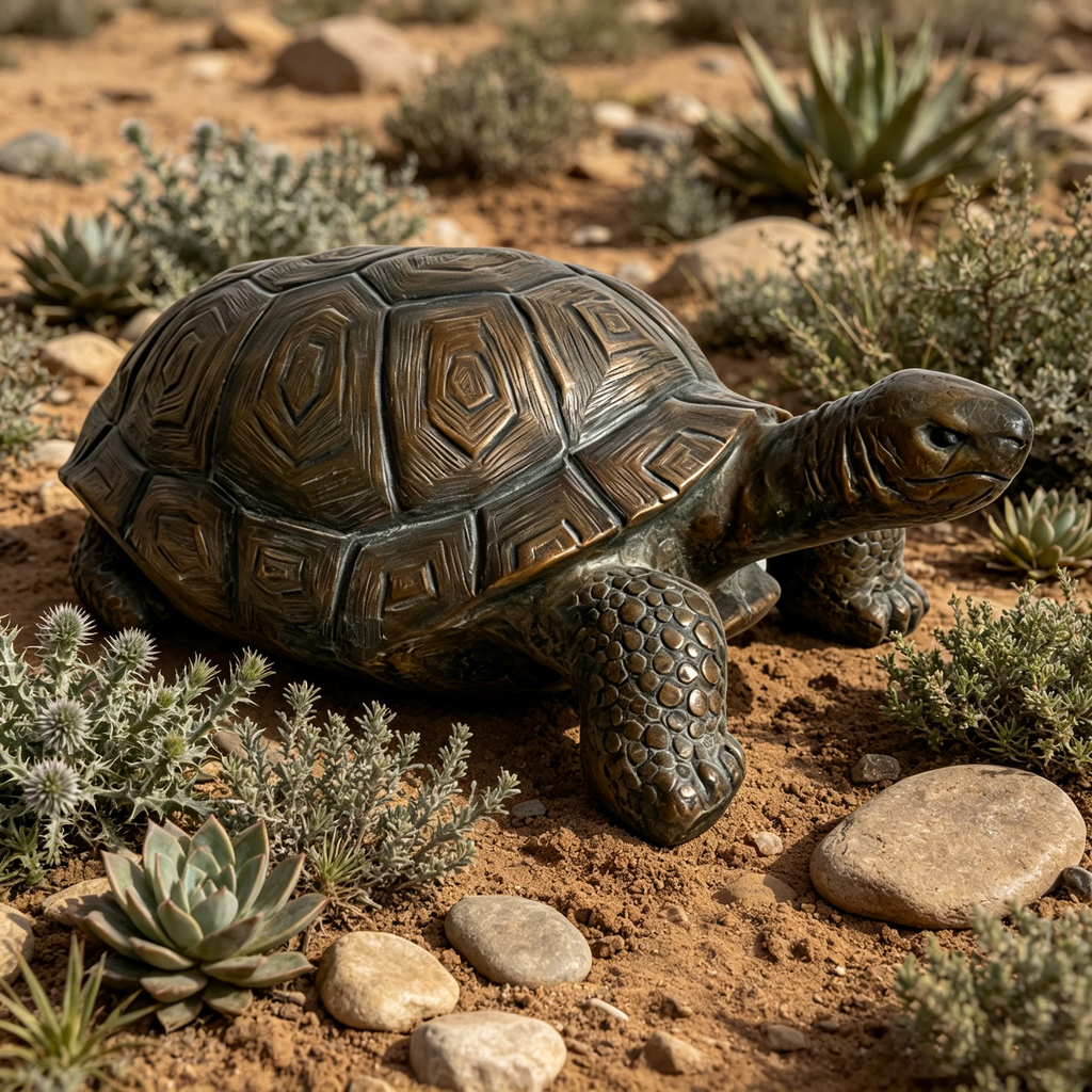 Realistic Tortoise Figurine with Weather-Resistant Resin - Brown
