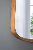 Irregular Wood Frame Wall Mirror with Curved Edges - Brown