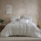 Textured Woven Jacquard Comforter Set with Cotton Face - Gray