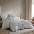 Textured Woven Jacquard Comforter Set with Cotton Face - Gray