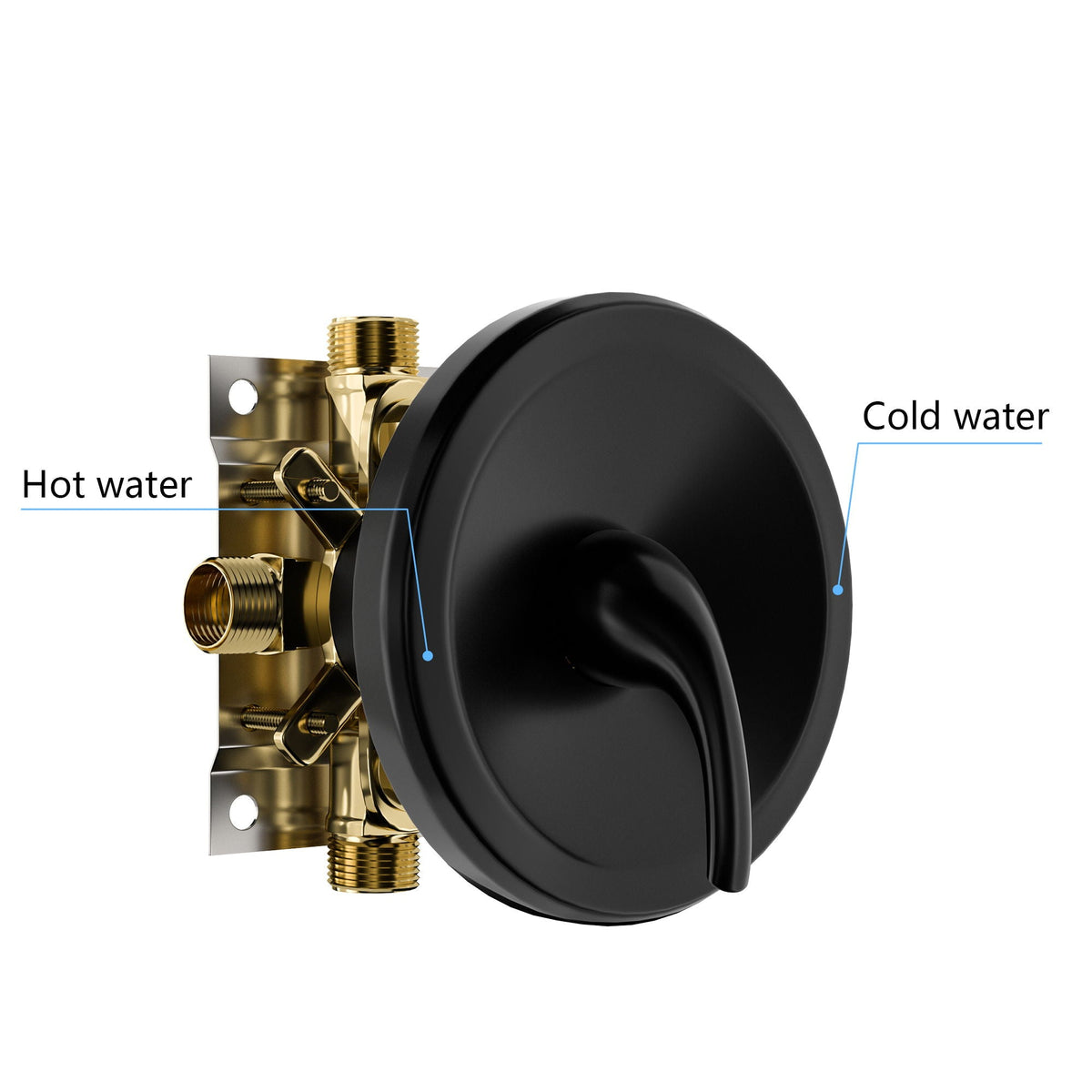 10" Round Rain Shower Head System with Waterfall Tub Spout - Gray or Black