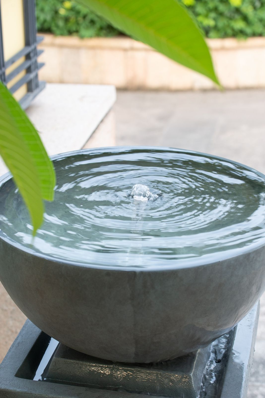 Zen Bowl Outdoor Water Fountain with Relaxing Water Feature - Dark Gray