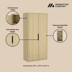 Rivington Bookcase Cabinet with Adjustable Shelves - Black, Dark Brown, or Light Brown