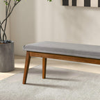 Ash Gray Upholstered Bench with Solid Wood Base - Ash Gray