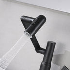 Bathroom Sink Faucet with Spray Function and Temperature Display - Black or Pearl Silver