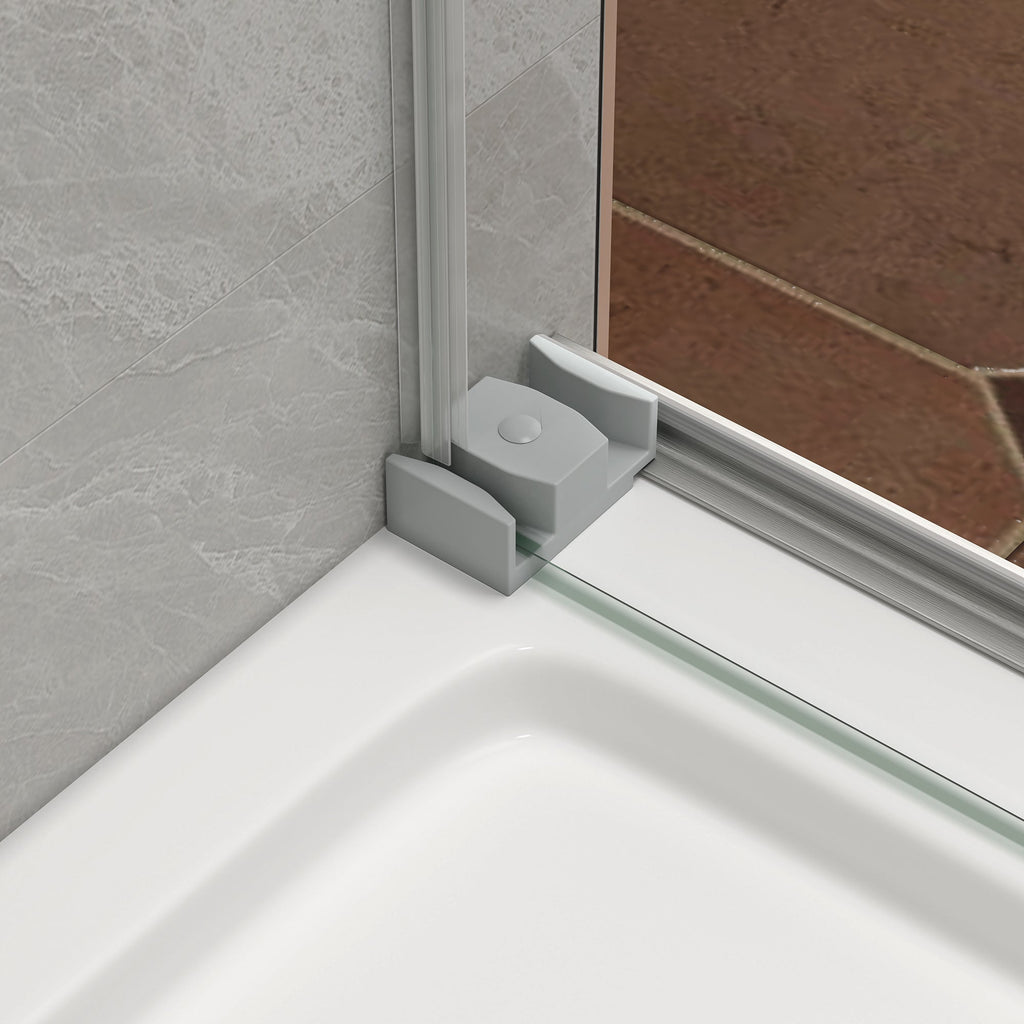 Brushed Nickel Frameless Sliding Shower Door with Double Bypass - 43-48" W x 76" H