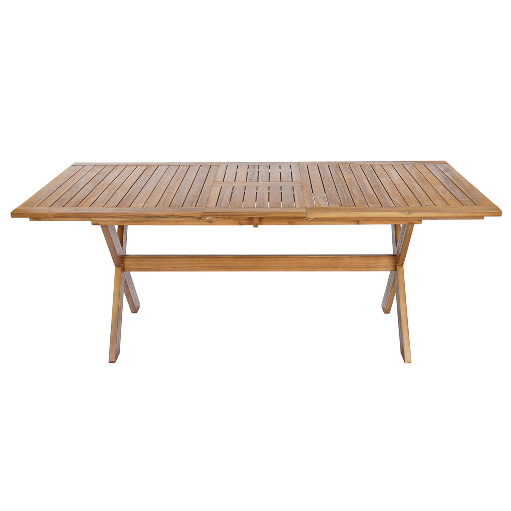 Acacia Wood Outdoor Dining Set 7-Piece with Large Table and 6 Chairs - Teak or Beige