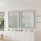 Rectangular Metal Framed Wall Mirror with Modern Design - Black