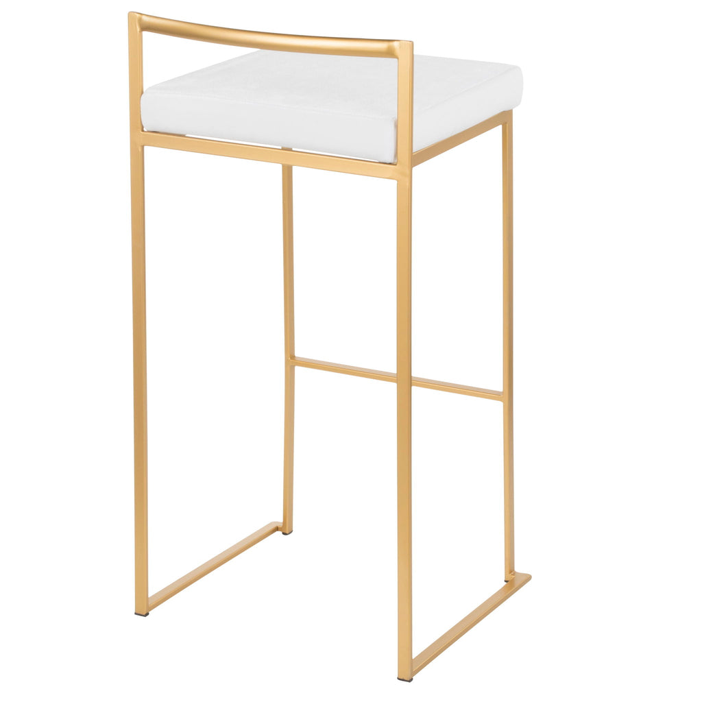 Contemporary Stackable Barstool Set with Upholstered Seat - Multiple Colors