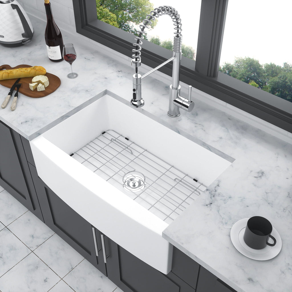 Farmhouse Sink, Apron Front Single Bowl With Arch Edge Design
