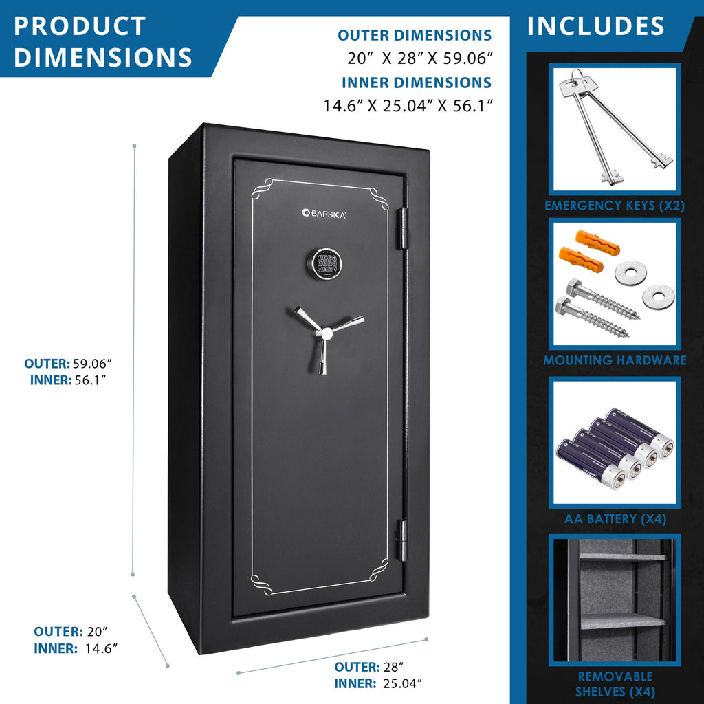 Tall Fireproof Protection Safe Vault with Solid Steel Construction - Black