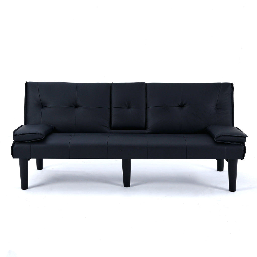 Foldable Sofa Bed with Cup Holder and Solid Wood Frame - Multiple Colors