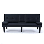 Foldable Sofa Bed with Cup Holder and Solid Wood Frame - Multiple Colors
